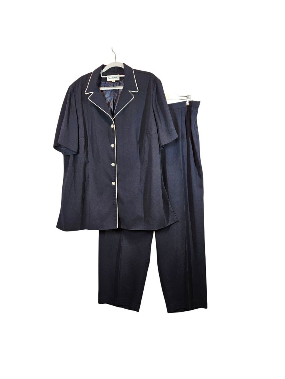 Danny & Nicole Womens 22W Navy Pant Suit Set Career office retro elastic waist